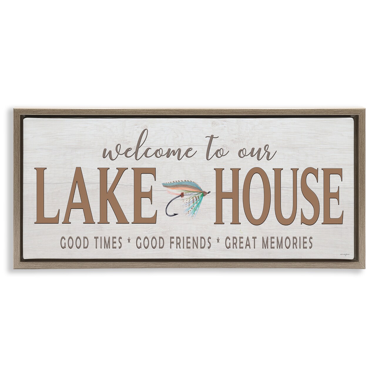 Stupell Industries Lake House Rustic Welcome Floating Frame, design by Seven Trees Design
